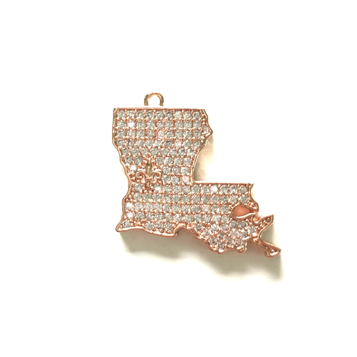 5pcs Louisiana Map Charm for Women Bracelet Girl Necklace Making Gold-Plated Symbolic Pendants for Handcrafted Jewelry Accessory