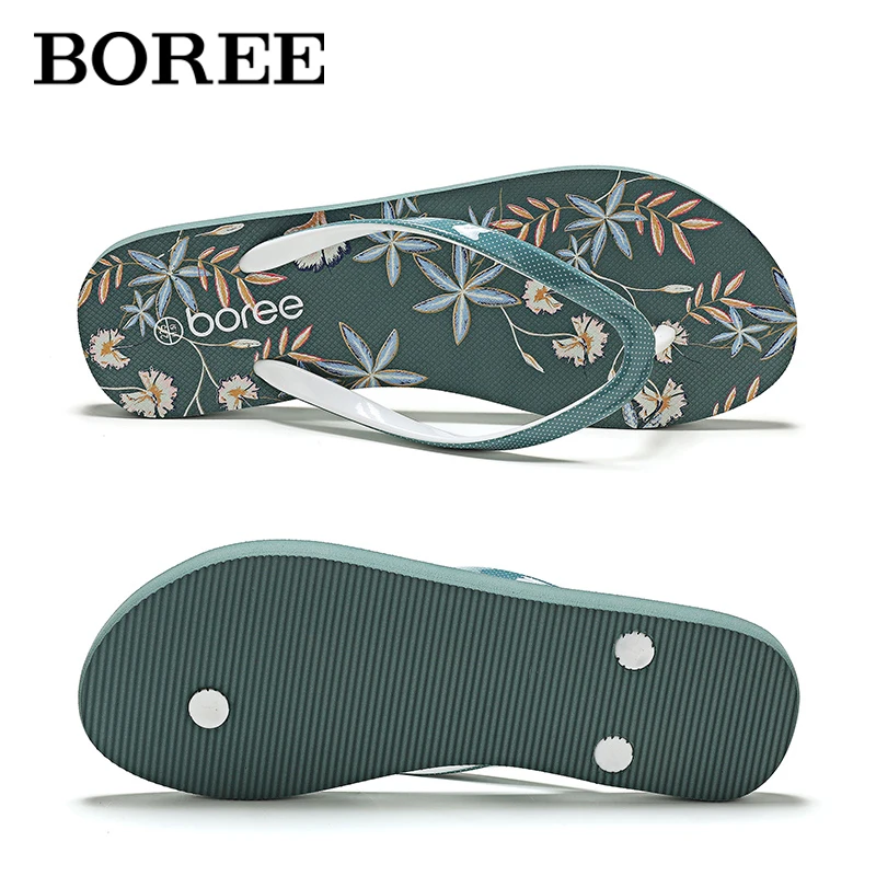 BOREE Women Flip Flops Summer Beach Sandals Flower Casual Slides Women Flat Shoes Non-Slip Home Soft Slippers Female Wholesale