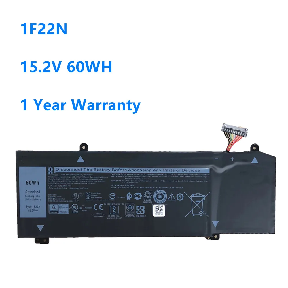 

1F22N Battery For Dell ALIENWARE 2018 orion M15 M17 R1 P82F P40E P79F P37E Inspiron G5 5590 G7 7590 7790 1F22N 15.2V 60WH