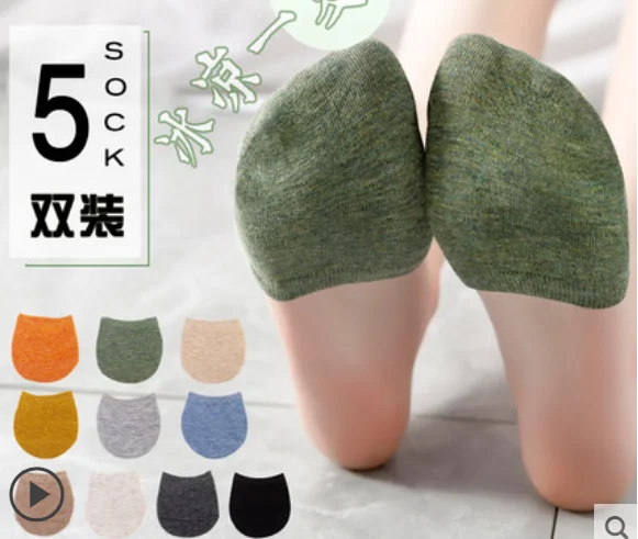 

Half palm socks ladies forefoot socks thin summer cotton toe cap half short socks high heels invisible boat socks