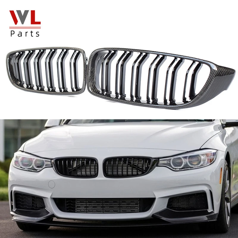 Car Carbon Fiber Front Bumper Kidney Grille Gloss Black For BMW 4 Series F32 F33 F36 F80 F82 F83 M3 M4 Racing Grills  2013-2019