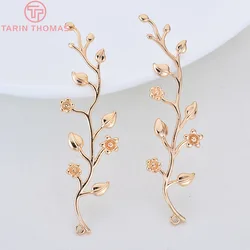 (652)4PCS 16x55MM 24K Gold Color Plated Brass Flower Vine Pendants Charms High Quality Diy Jewelry Findings Accessories