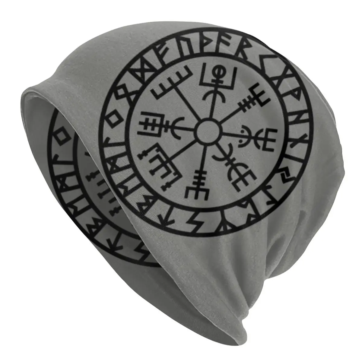 مخصص الهيب هوب محبوك قبعة ، الكبار Vegvisir الجمجمة قبعات قبعات قبعات ، Futhark Runes الملاحة الفايكنج قبعة ، الشتاء الدافئ