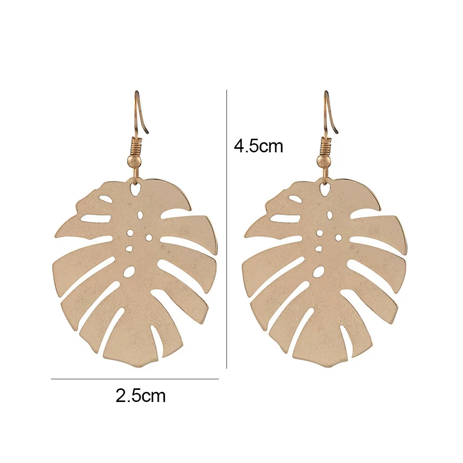 New Monstera Leaf Statement Dangle Earrings for Women Colorful Acrylic Metal Drop Earrings Exaggerated Ear Jewelry pendientes