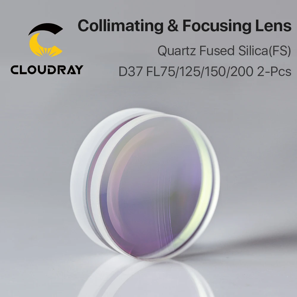 Cloudray Collimating Focusing Lens D37 F100 F125 F150 F200 Quartz Fused Silica for Precitec Raytools WSX 0-6kW High Power Laser