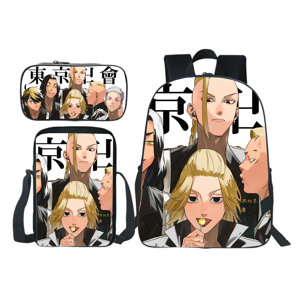 Anime nuevo Tokio Revengers mochila Harajuku niños niñas mochila 3 uds Set niños mochila escolar para libros suministros Mochilas