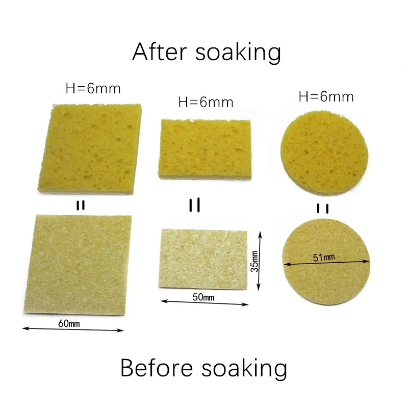 Reutilizável alta temperatura resistente soldagem esponja, suprimentos de limpeza, adequado para ferro de solda elétrica, 100pcs