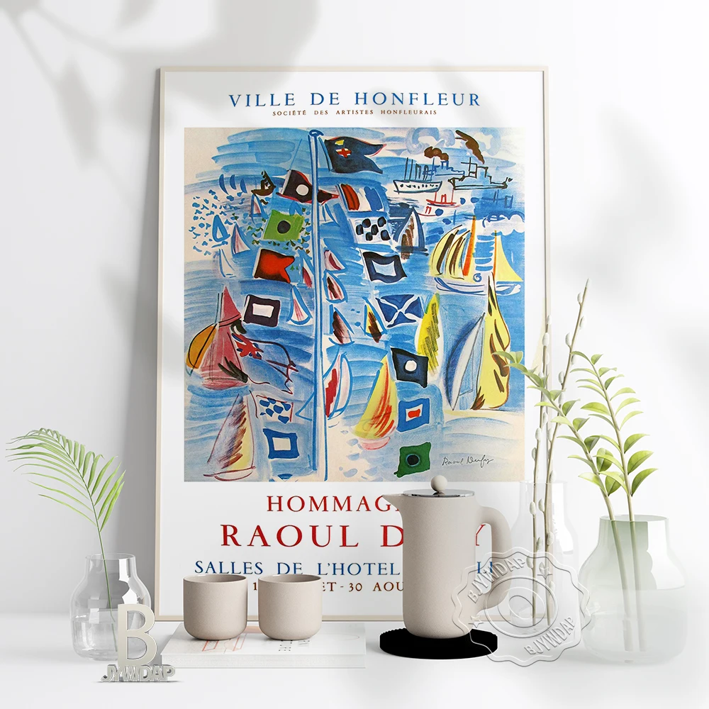 Raoul Dufy Musee Exhibition Poster, Ville De Honfleur Salles De L'Gotel De Ville Canvas Painting, Vintage French Home Decor Gift