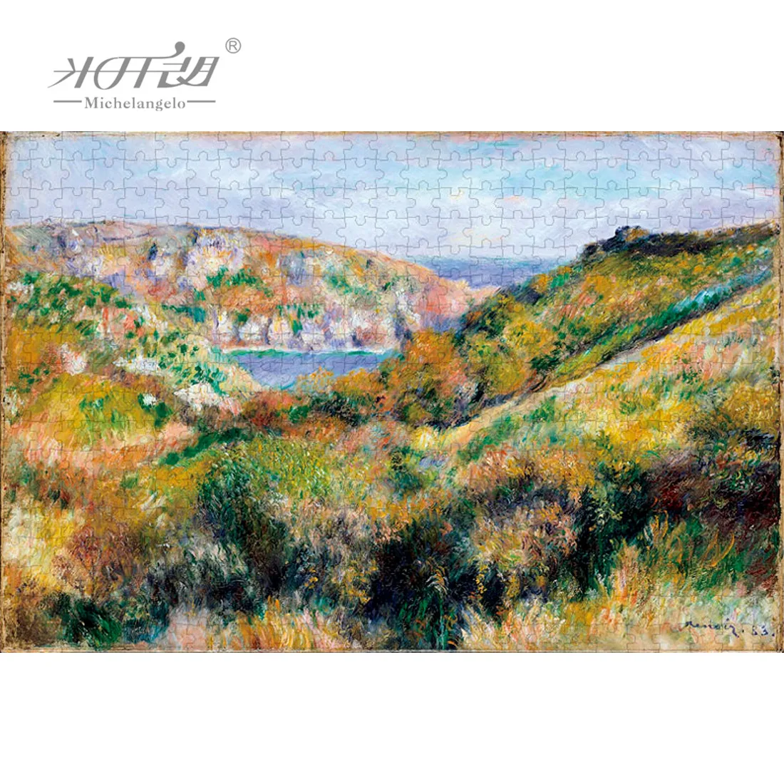 

Michelangelo Wooden Jigsaw Puzzles 500 1000 1500 2000 Piece Harbour Surrounded by Mountain Renoir Educational Toy Painting Decor