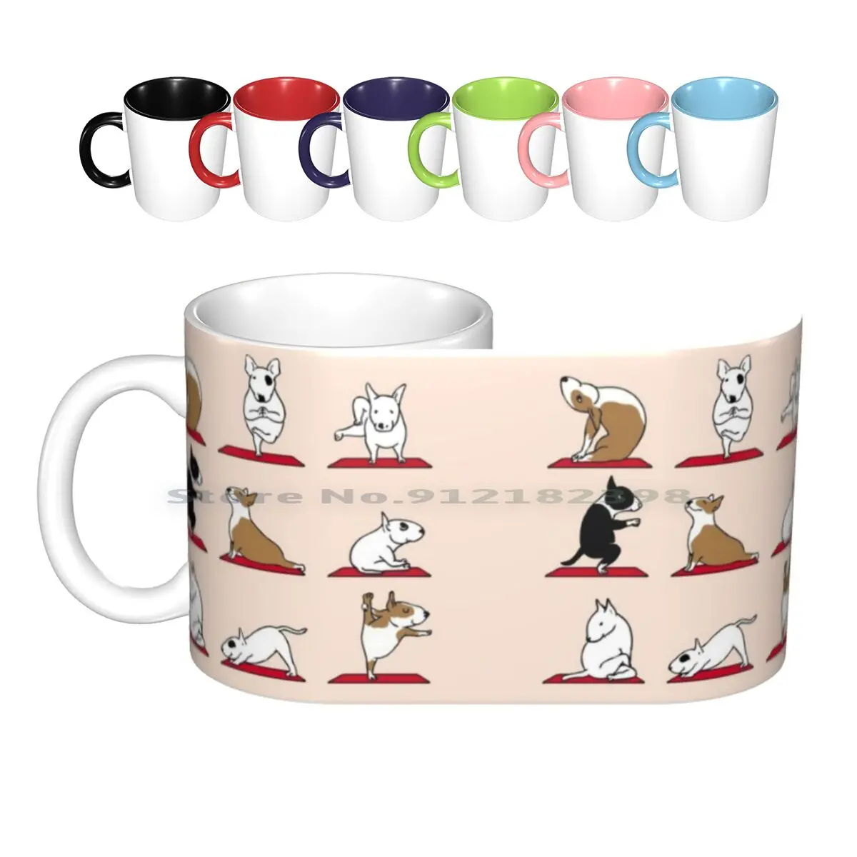 Bull Terrier Yoga Ceramic Mugs Coffee Cups Milk Tea Mug Bull Terrier Yoga Creative Trending Vintage Gift Bottle Cup