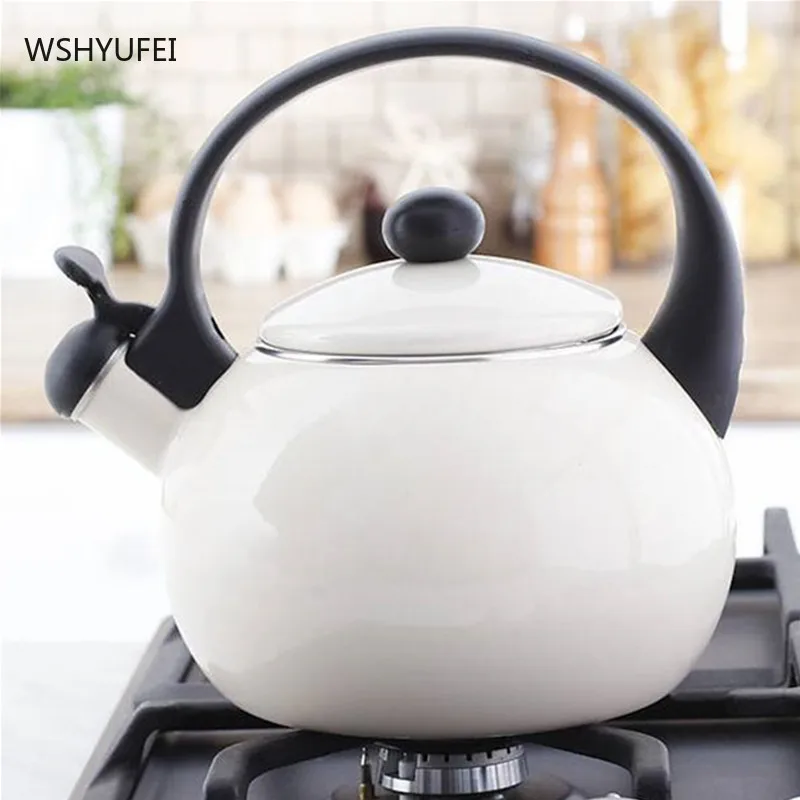 

WSHYUFEI Enamel Kettle, Household Thickened Teapot, Induction Cooker, for Gas 2L