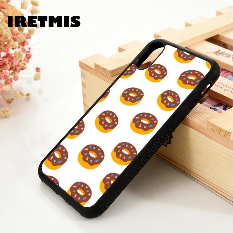 Iretmis 5 5S SE 6 6S TPU Silicone Rubber Phone Case Cover for iPhone 7 8 Plus X Xs 11 12 MINI Pro Max XR Donuts Pattern