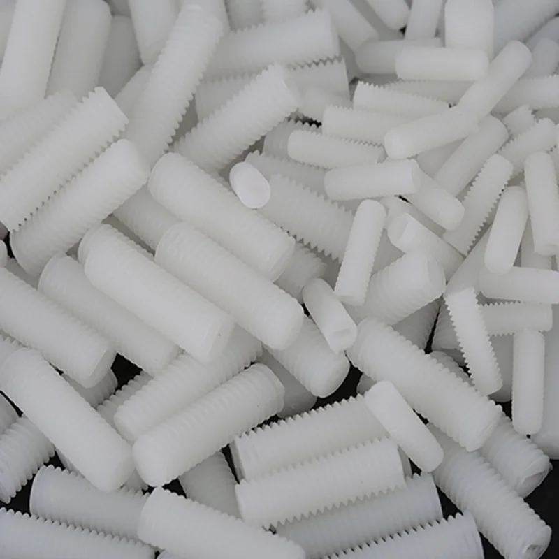 10/50x M3 M4 M5 M6 M8 Metric Thread White Nylon Plastic Insulated Slotted Flat Point End No Head Headless Grub Bolt Set Screw 40