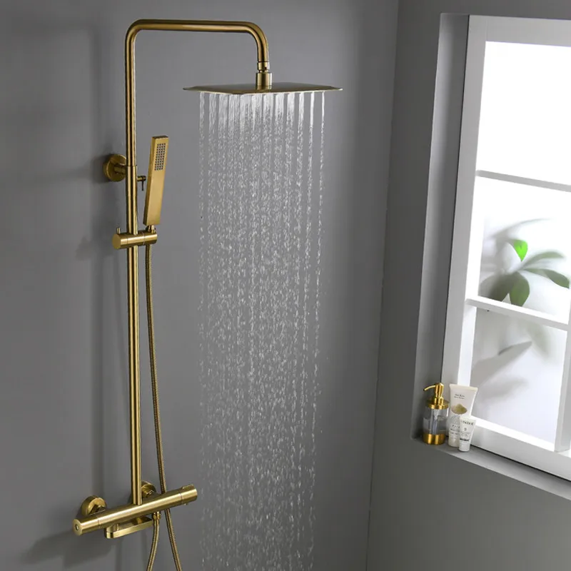 Bathroom Shower Faucets Set Brass Rainfall Bathtub Faucet Constant Temperat Shower Mixer Tap 10