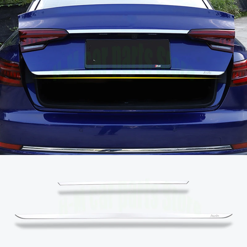 STAINLESS STEEL Rear Tail Tailgate Trunk Lid Molding Decoration Streamer Cover Trim Fit For Audi A4 B9 Sedan 2017 2018 2019