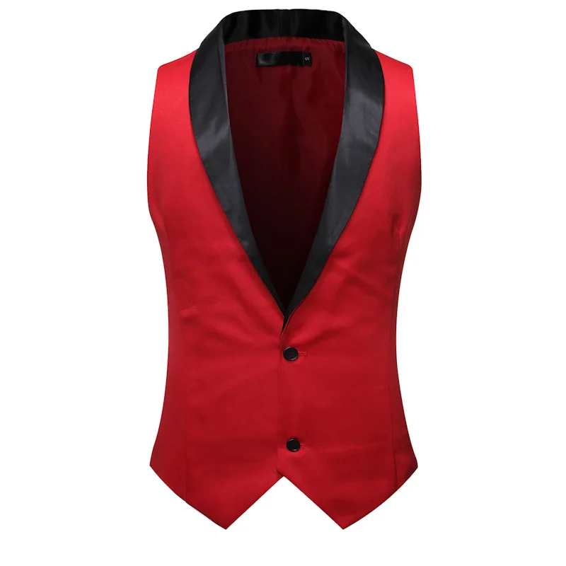 

Red Sleeveless Shawl Collar Tuxedo Suit Vest Men V Neck Formal Business Dress Waistcoat Men Groom Wedding Blazers Vests Chalecos