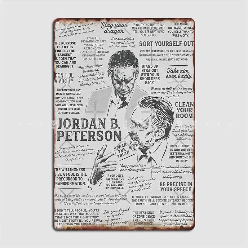 Jordan Peterson Many Quotes Metal Sign Pub Club Bar Funny Plaques Tin Sign Poster