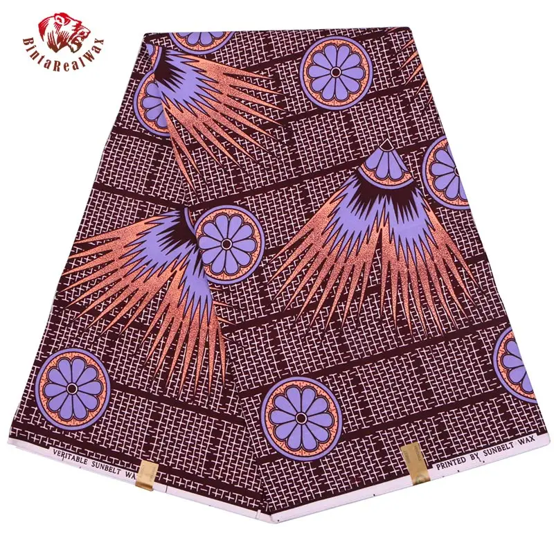 

Bintarealwax 6 Yards/Lot African Fabric Summer Dresses Ankara Polyester Material for Sewing Handwroking DIY Tissus FP6131