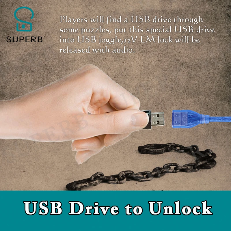 غرفة الهروب الدعامة فلاشة مزودة بفتحة يو إس بي سائق الدعامة إدراج محرك أقراص USB لفتح الحياة الحقيقية غرفة الهروب الدعامة قرص USB U-القرص للهروب غرفة