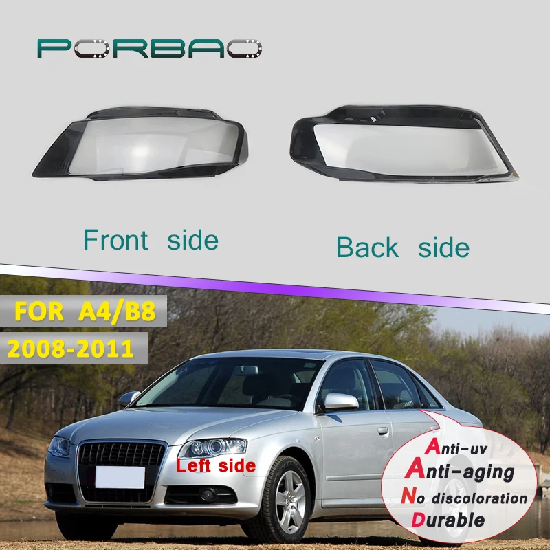 Headlight Transparent Glass Lens Cover for A4 B8 Headlamp Clear Shell Headlight Face for 4Dors A4/B8PA 2008-2015 Replacement DIY