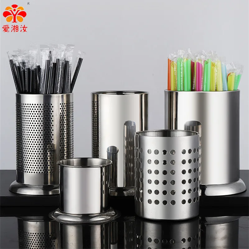 

Aixiangru-Stainless Steel Chopsticks Barrel, Kitchen Bar, Bubble Tea House Storage, Bamboo Stick, Knife and Fork, Straw Holder