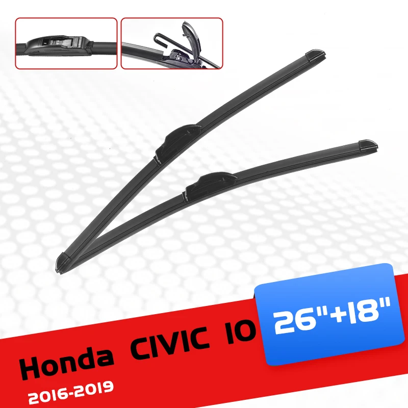 

CELANOVA Car Wiper Blade For Honda CIVIC 10 2016-2019 26"+18" Windscreen Windshield Rubber Wiper