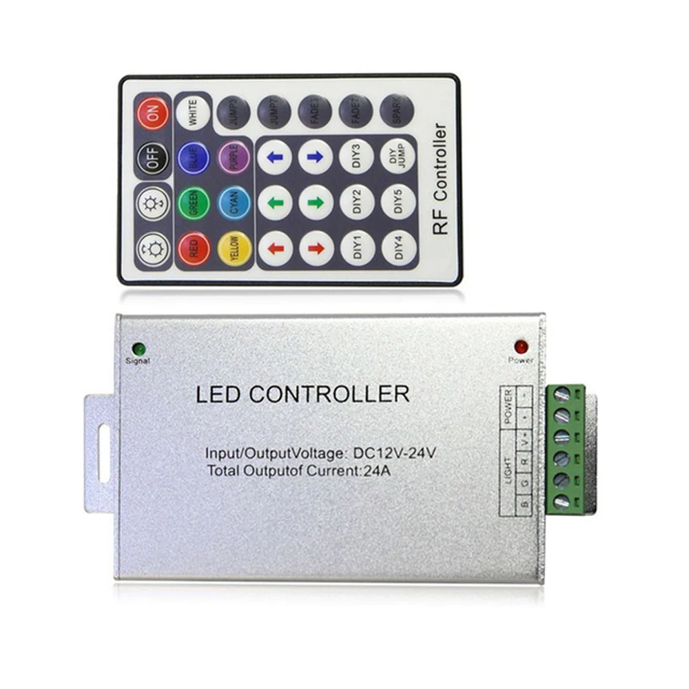 RF IR Remote RGB LED Controller DC 12V 24V 24A Supply For 3528 5050 2835 SMD LED Strip