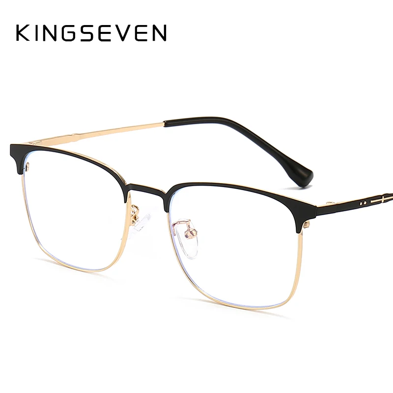 KINGSEVEN new non-magnetic titanium anti-blue light goggles flat mirror men and women glasses frame optical glasses frame 9677