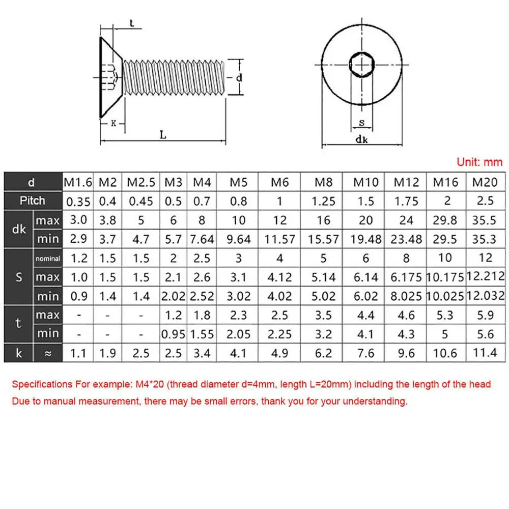M3 M4 M5 M6 M8 M10 M12 Đầu Dẹp Lục Giác Lục Giác Ổ Cắm Máy Vít Thép Không Gỉ 316 DIN7991Countersunk Allen Bu Lông