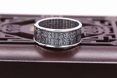 100% 999 pure silver open-mouth blessing men's sterling silver ring, middle-aged and elderly ring for dad