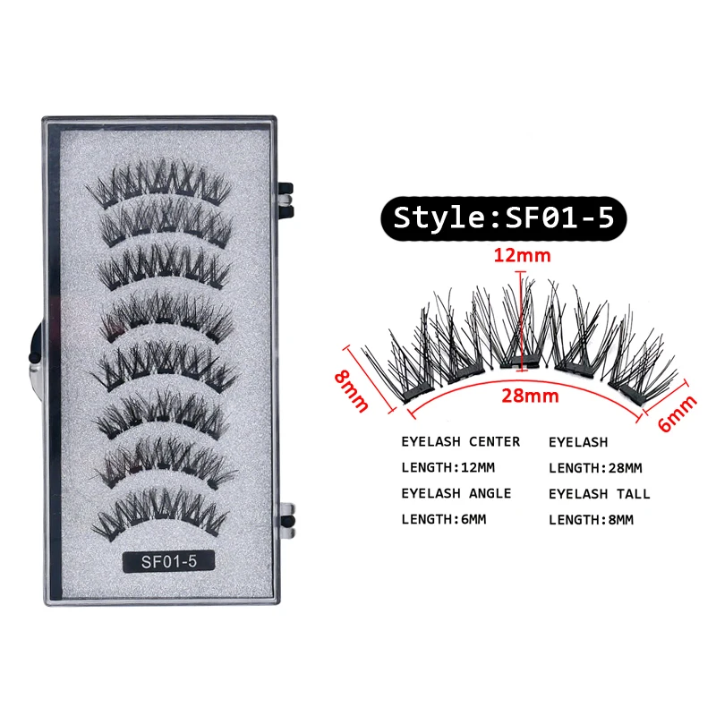 4 Paar 5 Magnete 3D Magnetische Falsche Wimpern Handgefertigte Künstliche Faux Cils Magnetische Natürliche Nerz-Wimpern mit Pinzette – Detail 3