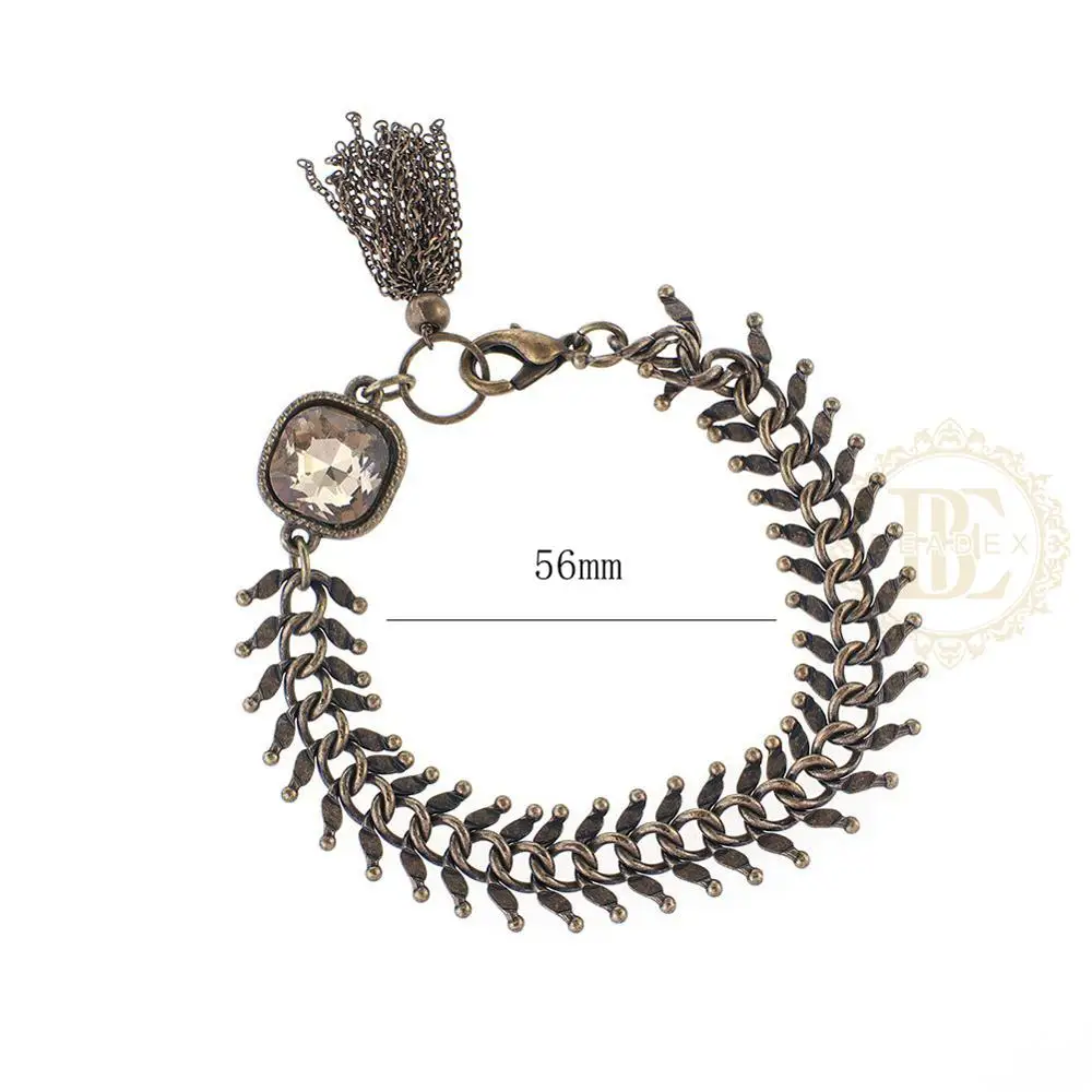 One Fashion Jewelry Fish Bone Bracelet Antique Finish Brass - 56mm (BE52)