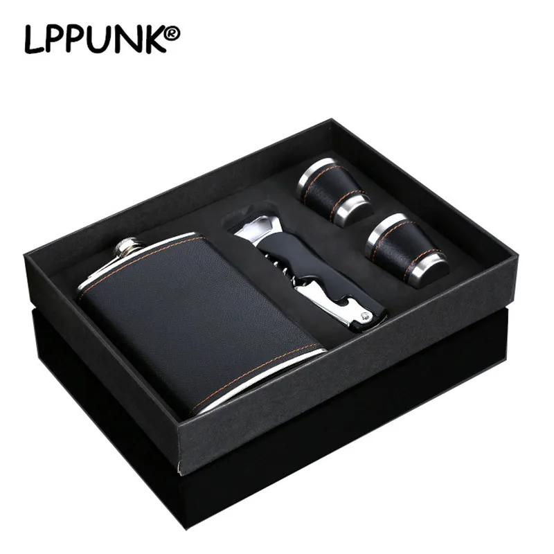 위스키 컵 주류 깃발 304 스테인레스 스틸 알코올 보드카 병, PU 포장 힙 플라스크 선물, 9oz 