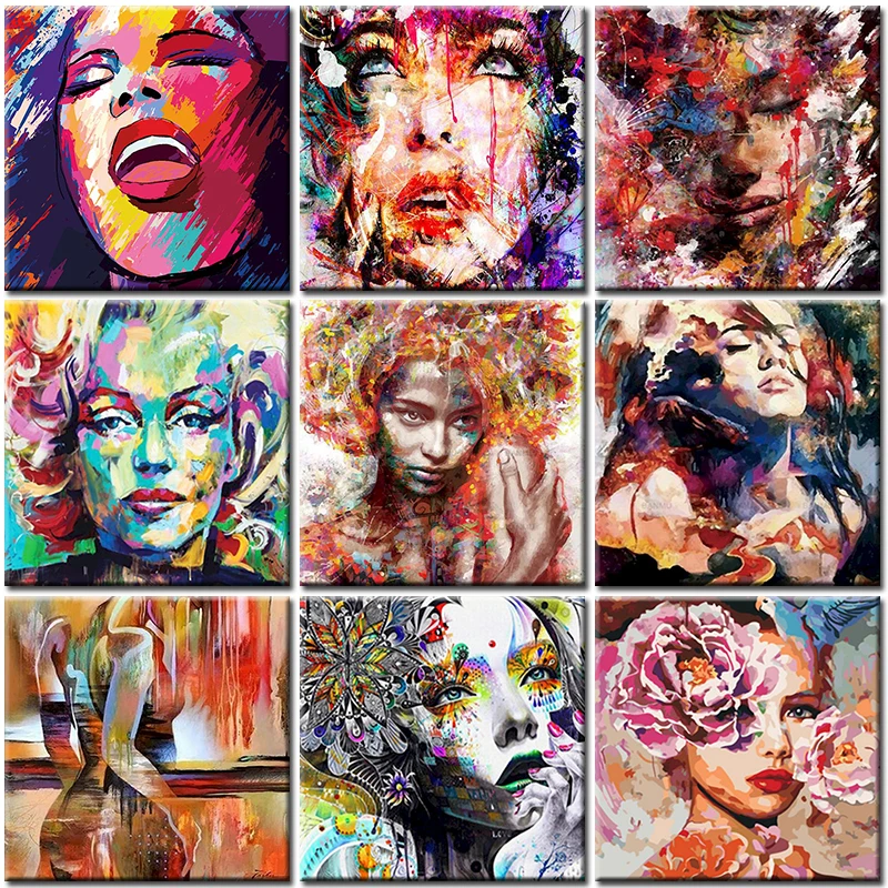 DIY Oil Painting By Numbers On Canvas Coloring By Number Adult Kits Oil Painting Self-Painting Acrylic Picture Girl Decor Gift