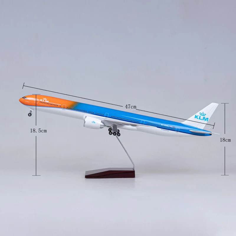 

JASON TUTU 47cm Dutch KLM Boeing 777 Airplane Model Aircraft 1/160 Scale Diecast Resin Light and Wheel Plane Dropshipping