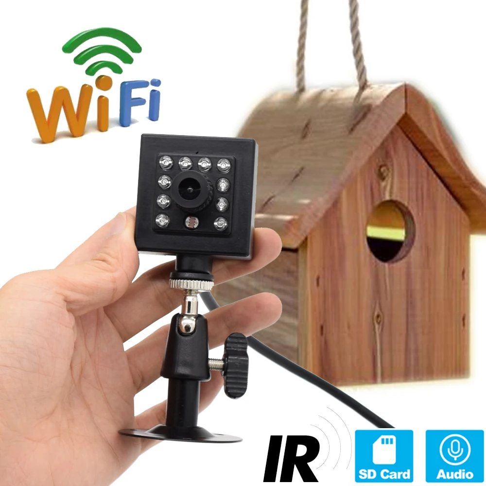 

Camhipro 8MP 2MP 5MP HD SD Card Built-in Audio Video 940nm IR Night Vision Wifi Wireless Birdhouse IPCamera with Double Bracket