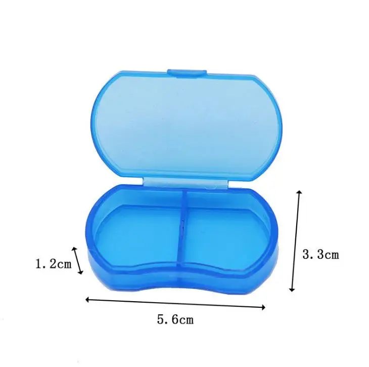 Portable Travel Mini Plastic Pill Box Medicine Case 2 Compartments Jewelry Bead Parts Organizer Storage Box SN520