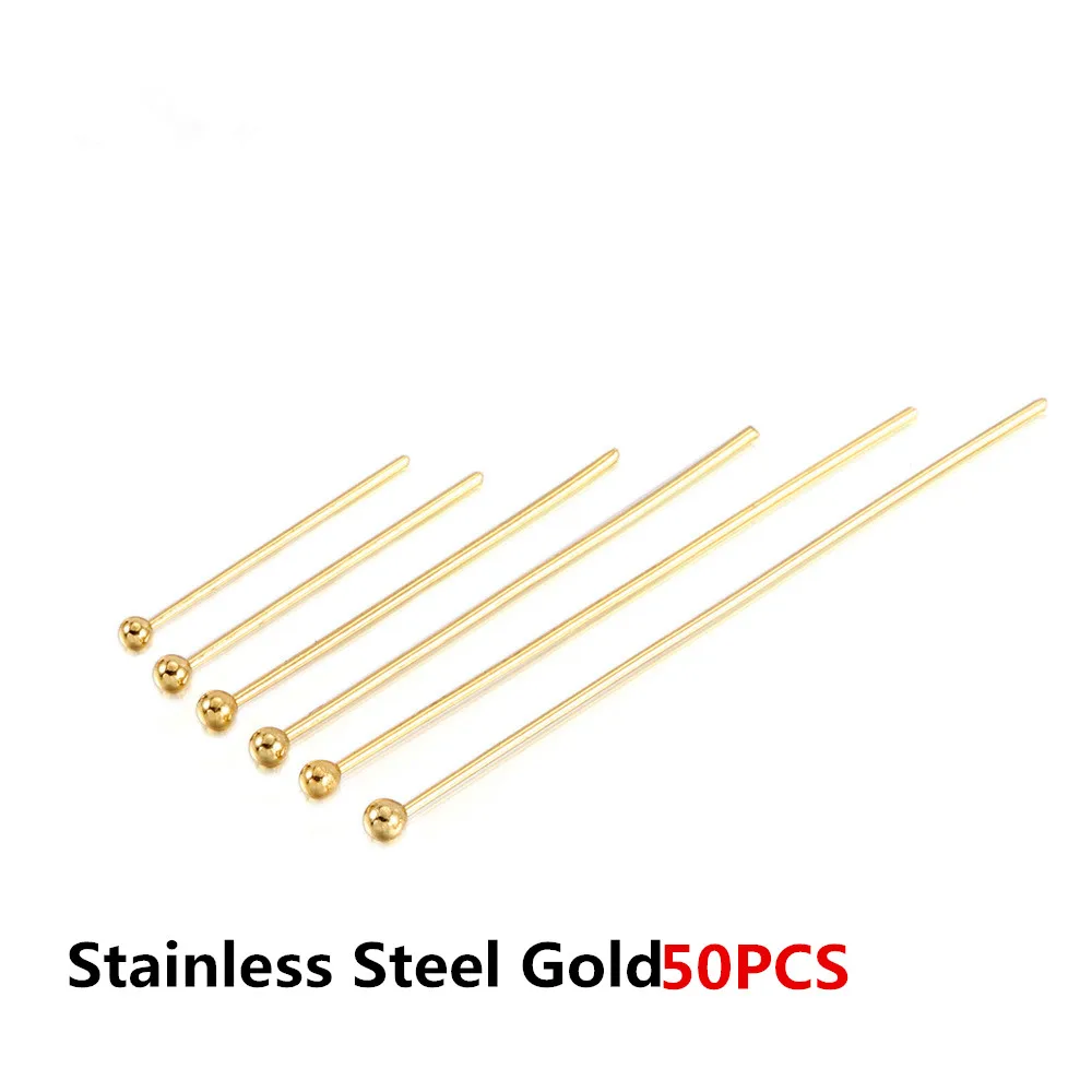 50-100 Stuks Rvs Heads Eye Platte Kop Pin Goud Verzilverd Bal Nietstiften Voor Sieraden Bevindingen maken Accessoires