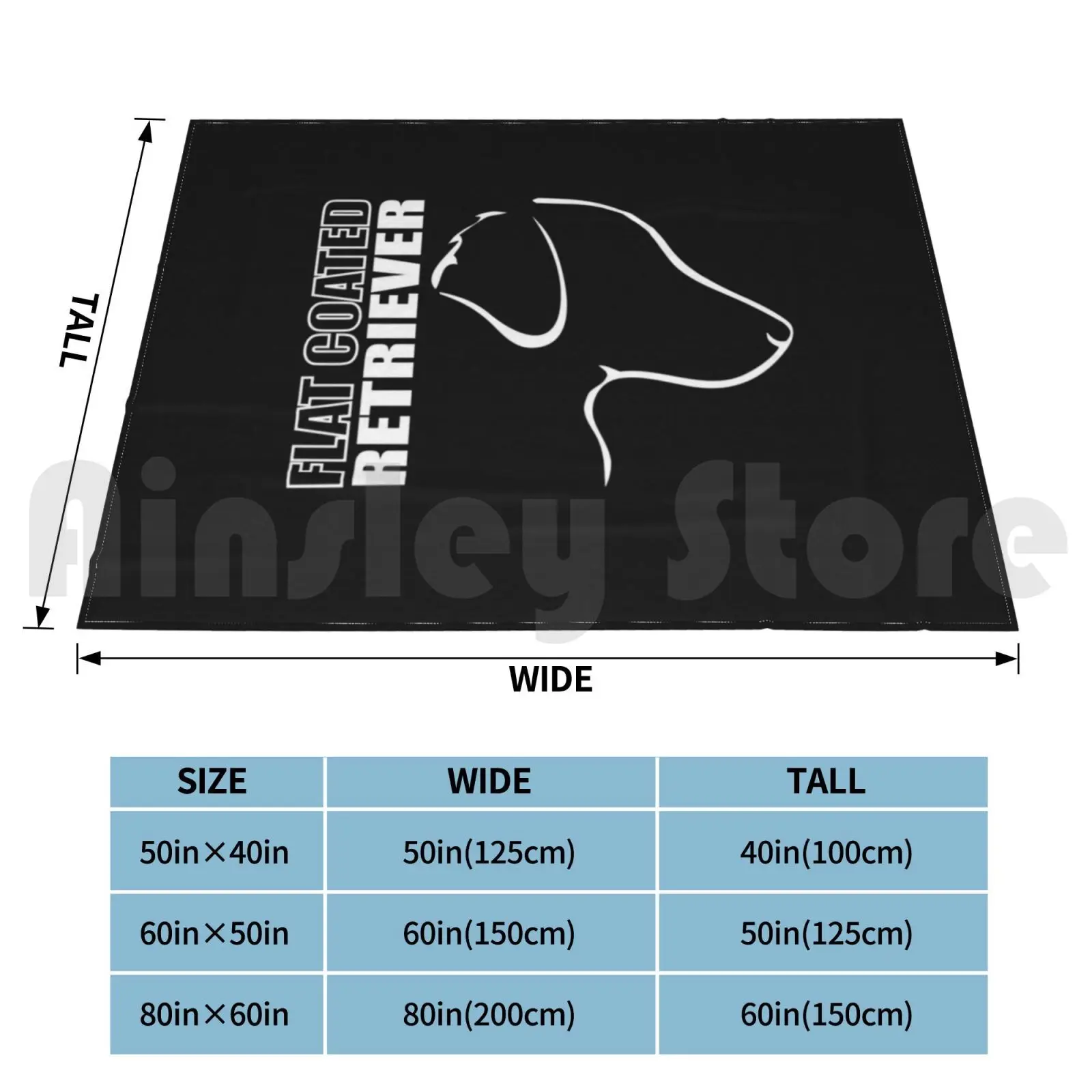 Flat Coated Retriever-Outline Blanket Fashion Custom Flat Coated Retriever Retriever Dogs Dog Breed Dog