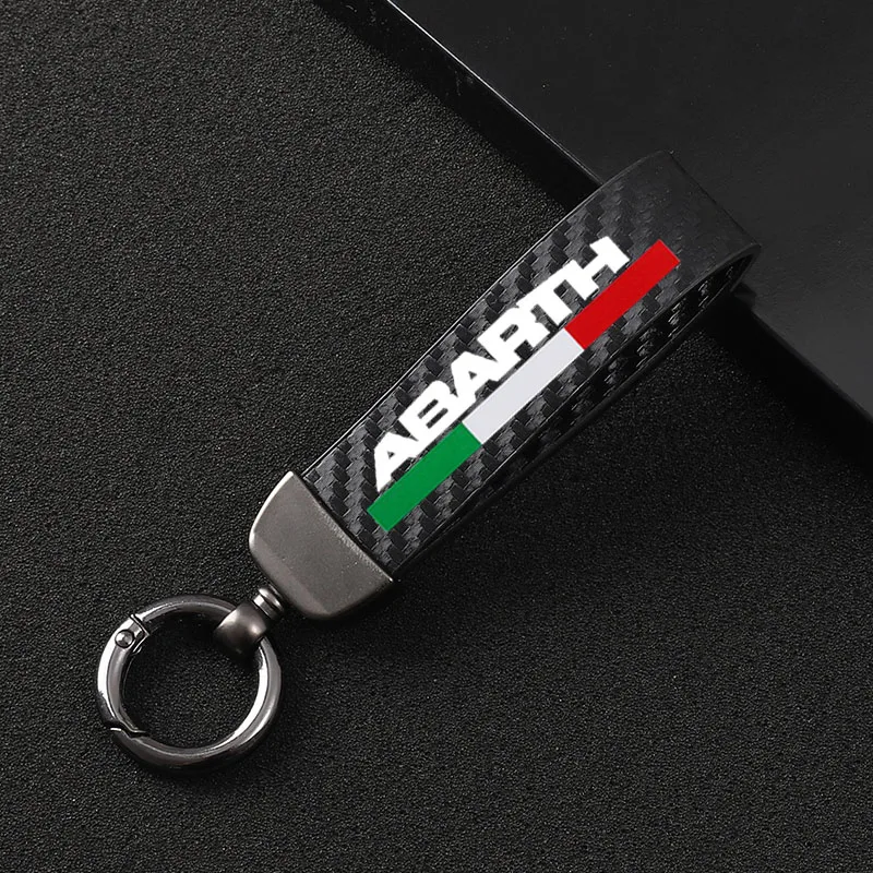 Leather car keychain Horseshoe Buckle Jewelry for Fiat Abarth 595 Abarth 500 abarth 124 spider car