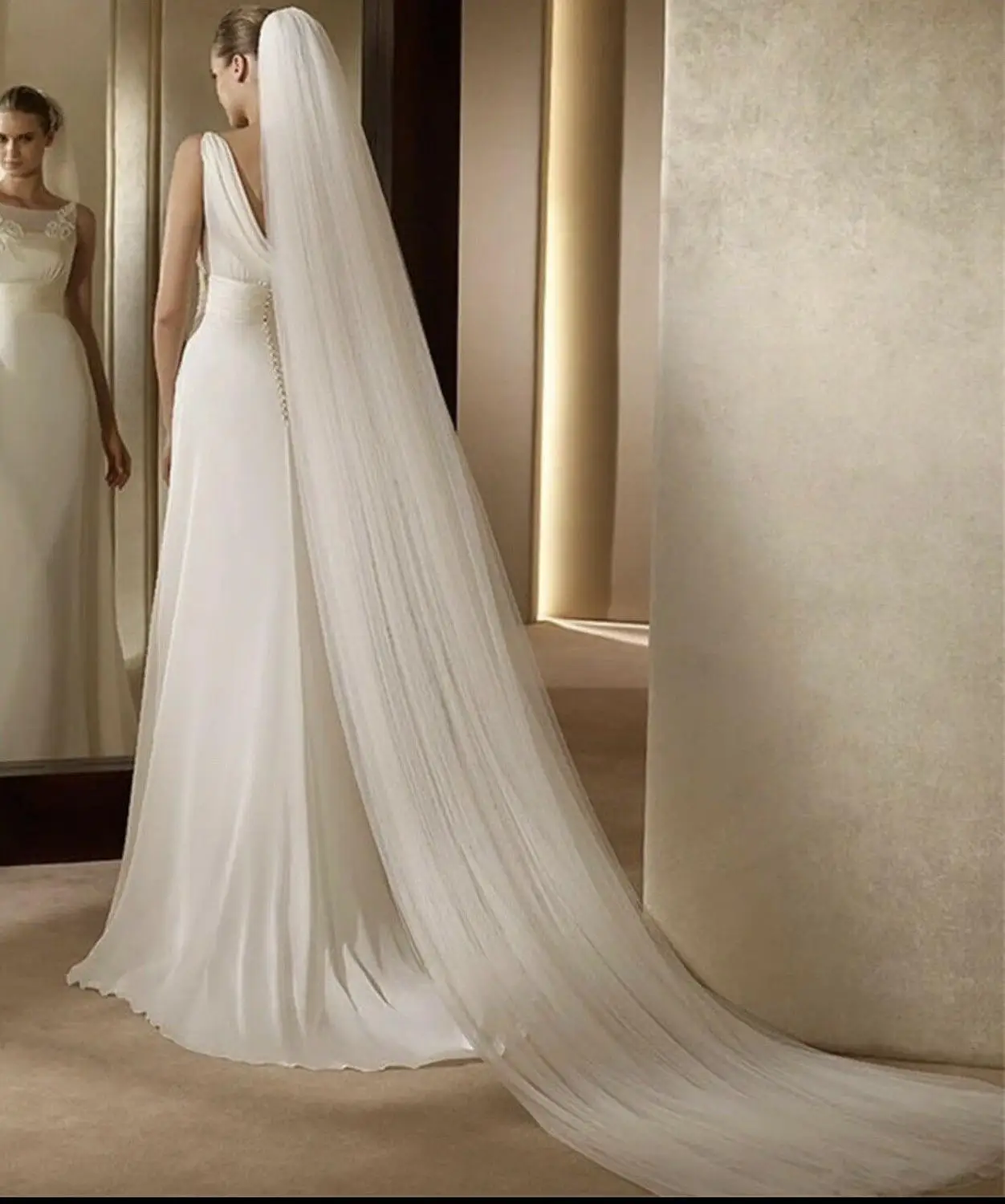 Elegant Bridal Veil With Cut Edge Cathedral Length Two Layers Tulle White/Ivory Hotselling Wedding Veils