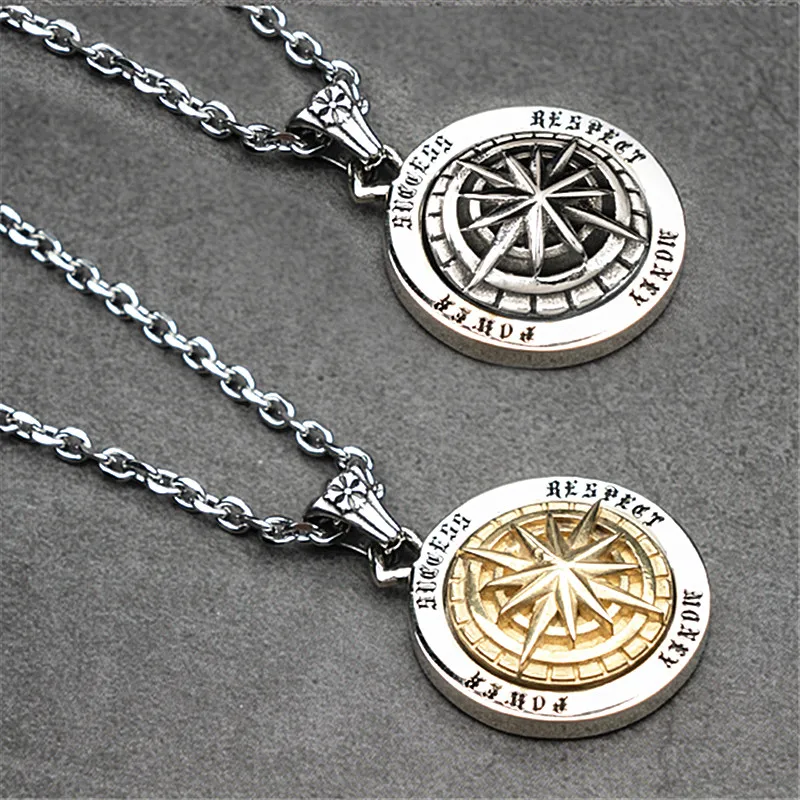 

Compass Necklace Men High Speed Rotation Pendant Necklace Stainless Steel Pendant Sweater Chain Hippop Street Culture Jewellery