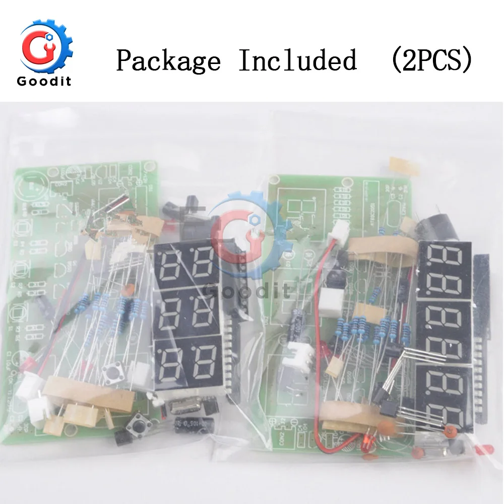 Digital Clock DIY Kit 6 Bits C51 AT89C2051 Chip Electronic Alarm Clock Kit FR-4 PCB with DIY Learing Kit for Arduino