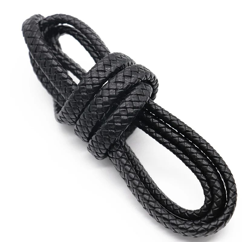 0,5/1 Meter Vintage Schwarz Braun Echt geflochtene Lederschnüre 8mm 10mm 12mm Flaches Lederband für Armband Schmuckherstellung – Detail 10