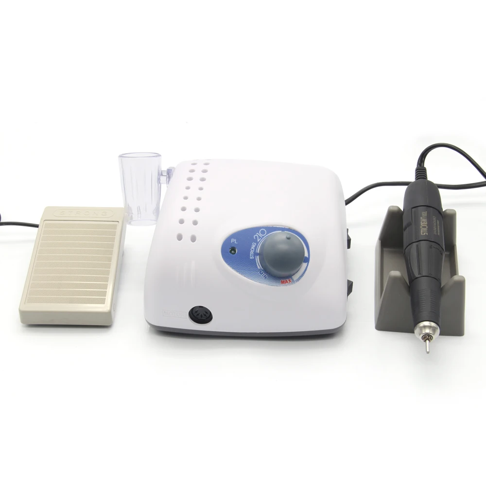 強力な210+102L電動ネイルドリルマイクロモーターセット装飾フットペダル付き
