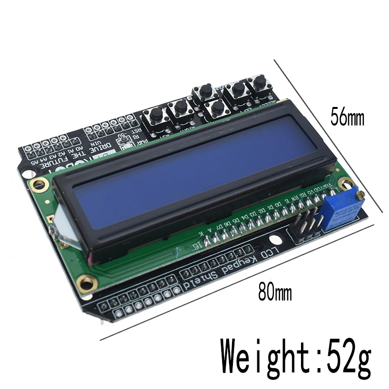 Bouclier de clavier LCD LCD1602, Module d'affichage 1602 pour Arduino ATMEGA328 ATMEGA2560 raspberry pi UNO, écran bleu, 1 pièce