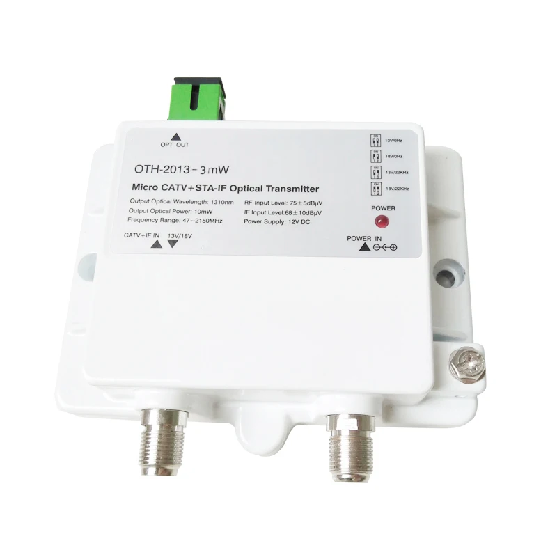 CATV SATV-mini tansmitter óptico ftth, 47-2150MHz, 1310nm, fibra óptica, modo único, 12V, CC, 1550nm, transmisor óptico modulado