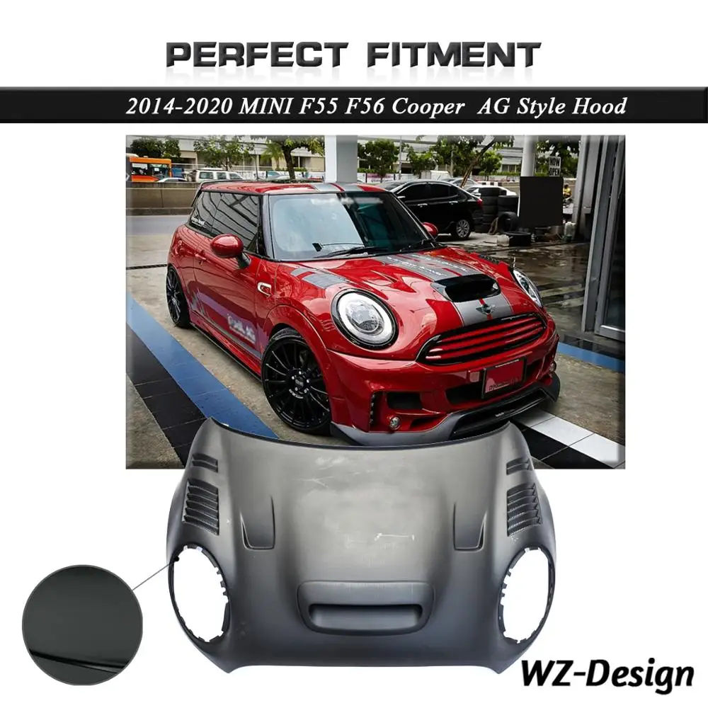 

Car Accessories Fiber Glass AG Style Hood Fit For 2014-2020 F55 F56 Cooper S Duell Hood Cover Bonnet