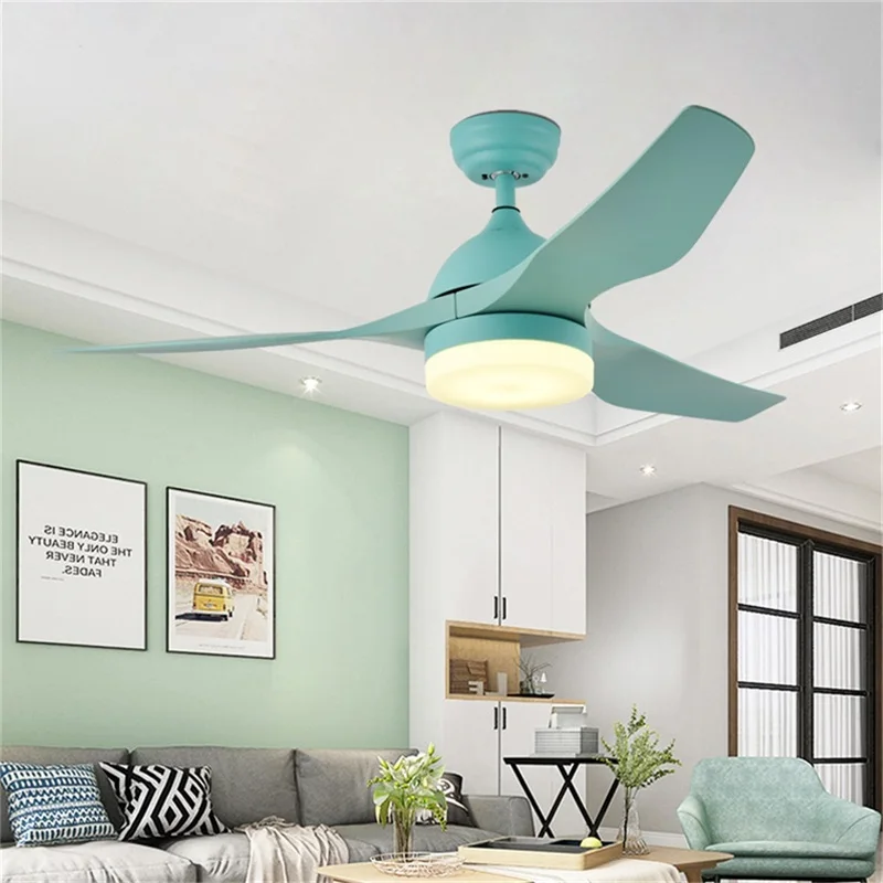 OURFENG Ceiling Fan With Lights Nordic 3 Colors LED Remote Acrylic Fan Blade For Home Dining Room Bedroom Parlor Office