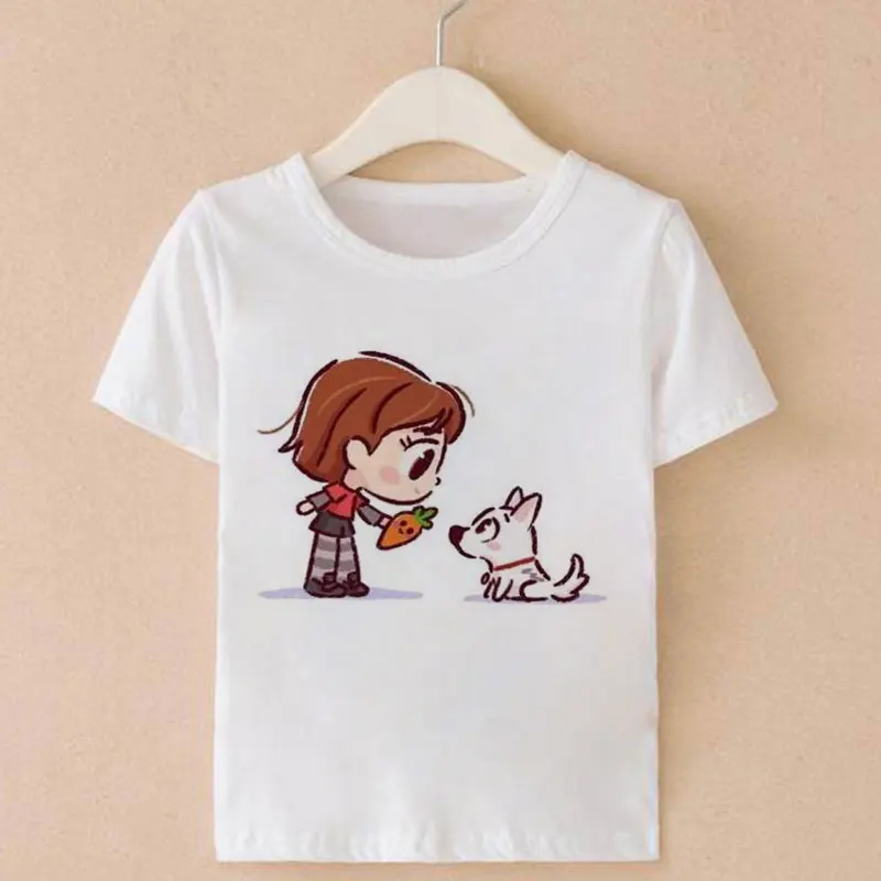 

Princess Fashion Baby Girl Summer Clothes 24M-9T Cute Kids T Shirt For Boys Fun Harajuku Baby Top White Simple Round Neck Tshirt